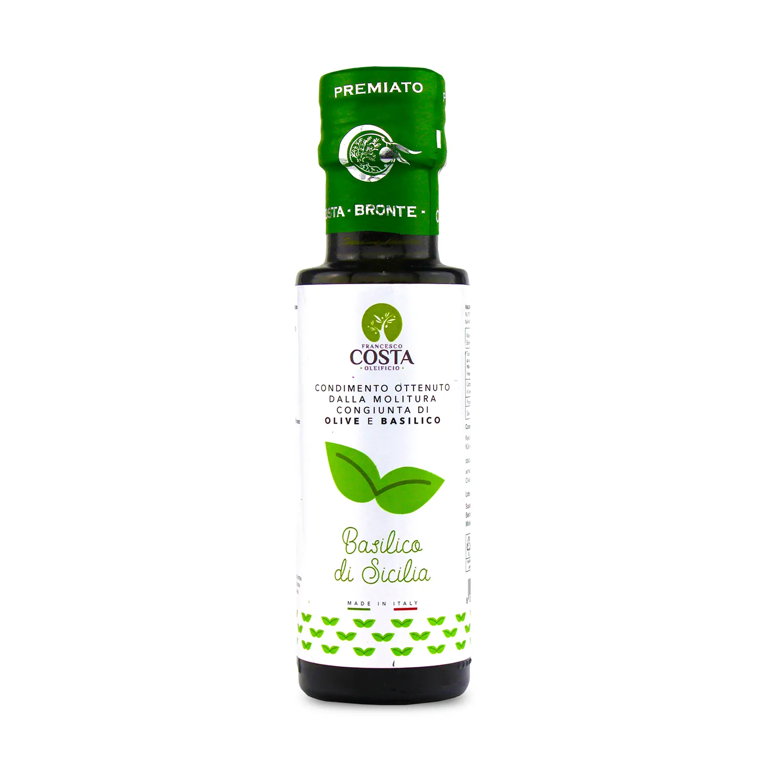 Condimento al basilico a base di olio extra vergine di oliva