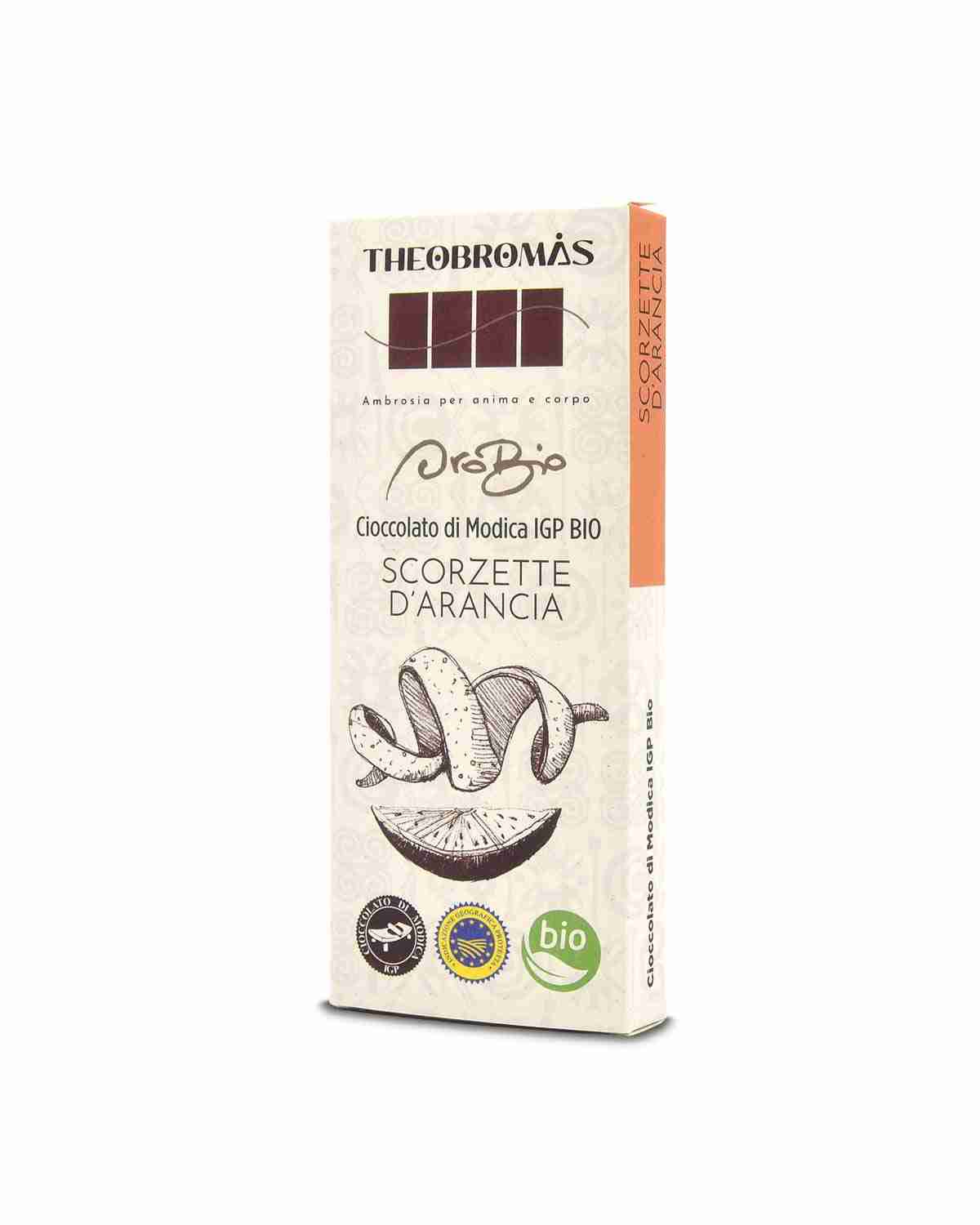 Cioccolato di Modica IGP Biologico con Scorzette d’Arancia – Oro Bio – THEOBROMÀS
