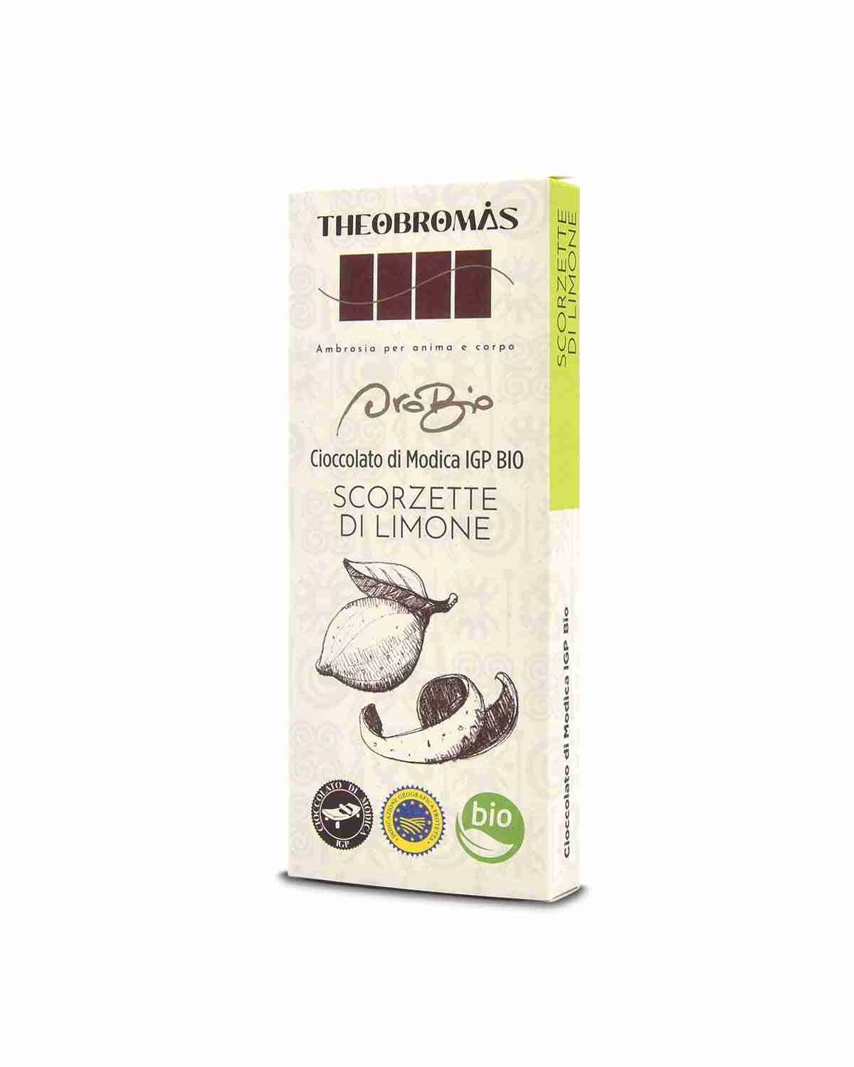 Cioccolato di Modica IGP Biologico con Scorzette di Limone – Oro Bio – THEOBROMÀS