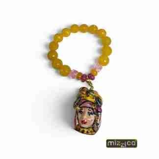 Bracciale Siciliano con giada e ciondolo in ceramica