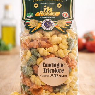 Pasta italiana artigianale conchiglie tricolore 500 g