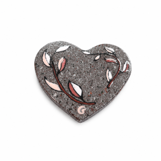 Sottocaffettiera cuore in pietra lavica decorata a mano 9 cm