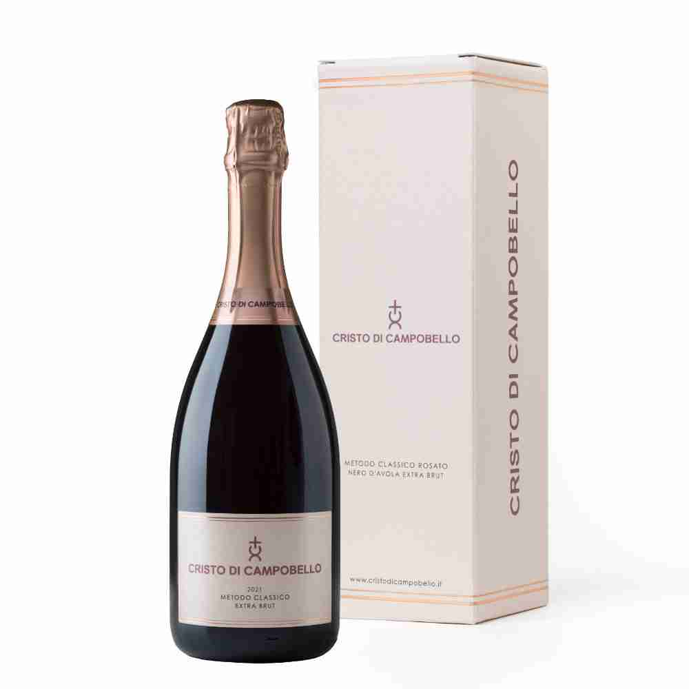 Cristo di Campobello 2021 <br>Metodo Classico Rosato Nero d’Avola <br>Extra Brut 36 mesi