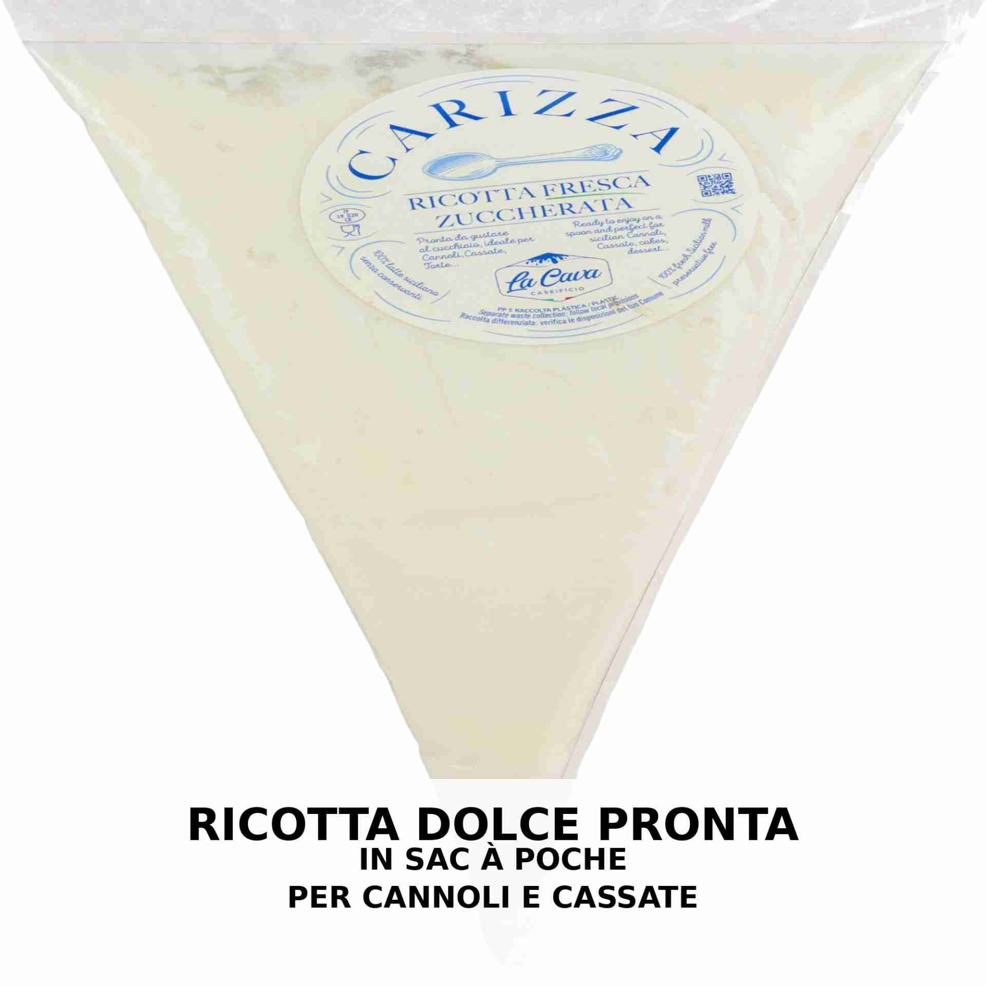 Ricotta Fresca Zuccherata Carizza 500g – Pronta all’Uso per Cannoli e Cassate