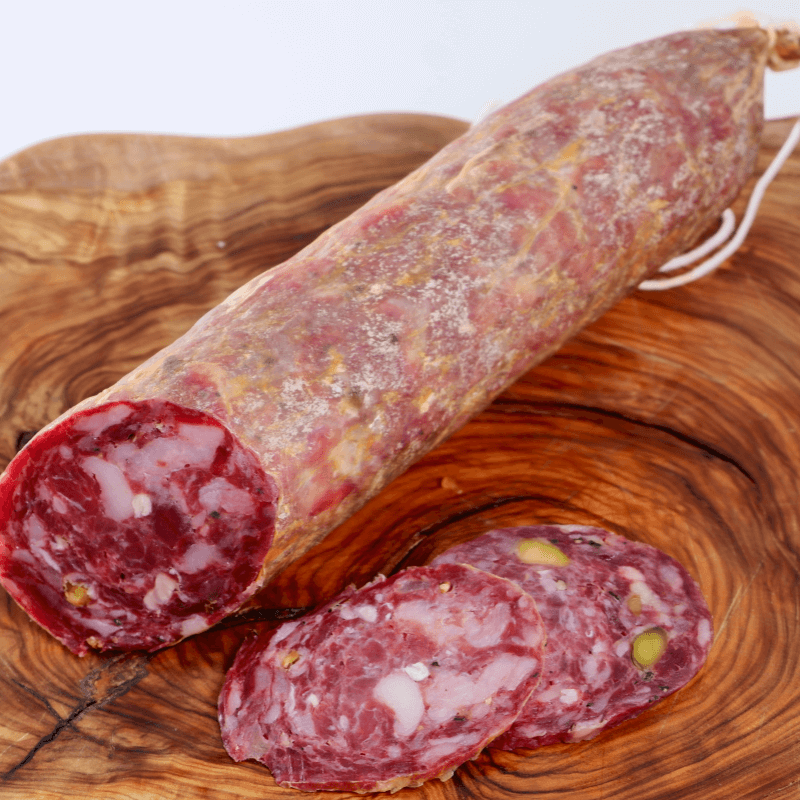 Salame di Bufala al Pistacchio Produzione Artigianale Siciliana