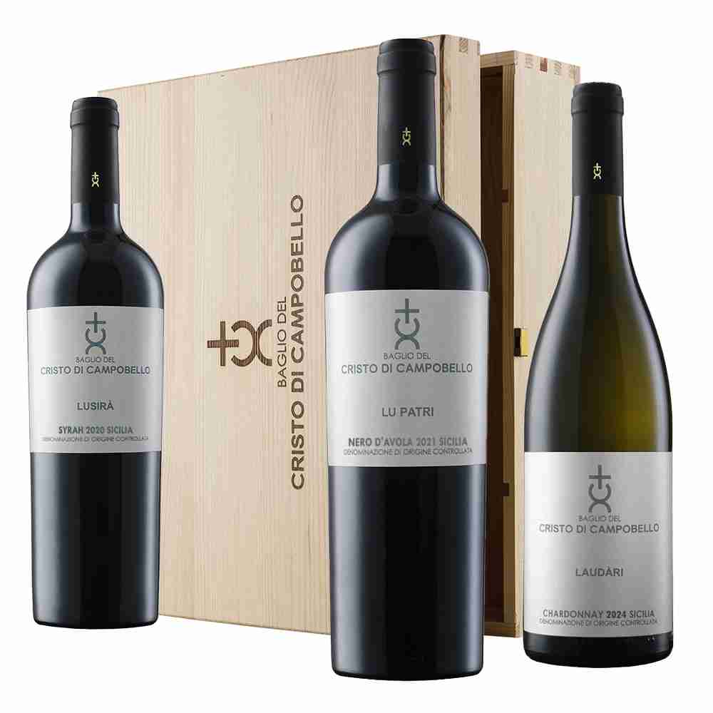 Cassetta in Legno con <br>3 bottiglie da 0,75 lt