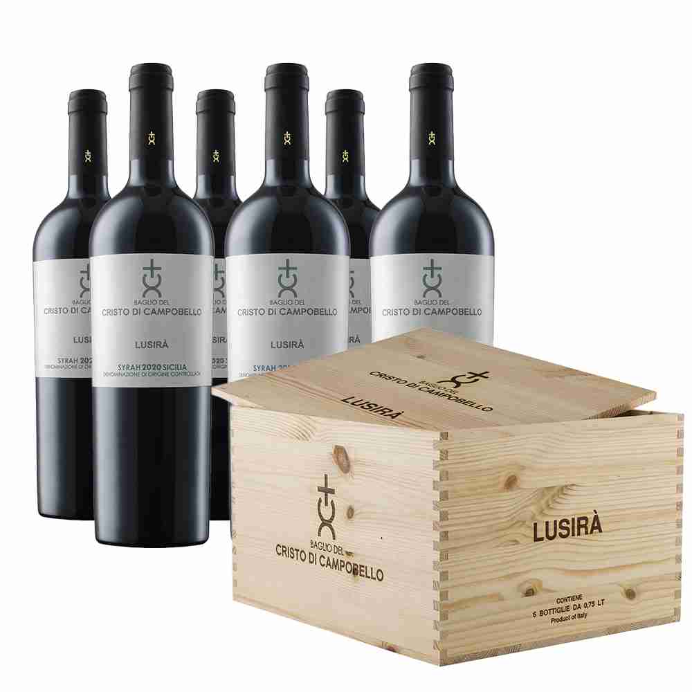 Cassetta in Legno con <br />6 bottiglie Lusirà da 0,75 lt