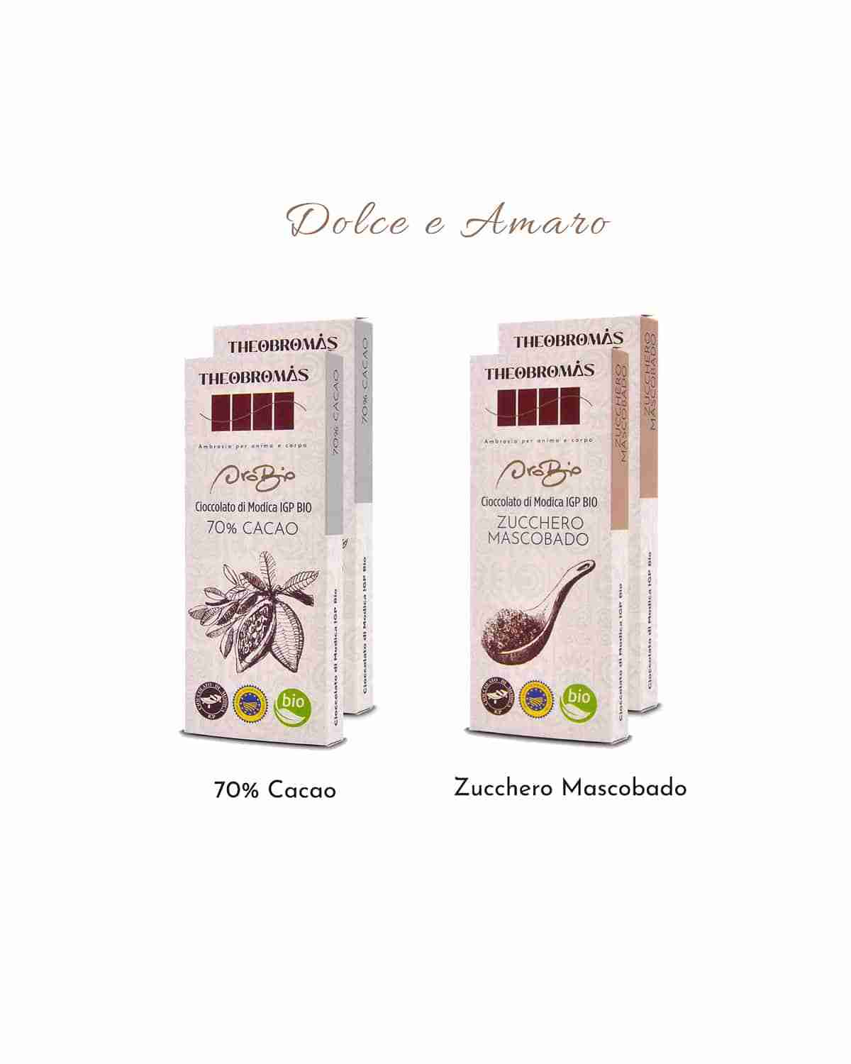 Cioccolato di Modica IGP Biologico – Box DOLCE AMARO – Linea ORO BIO – THEOBROMÀS
