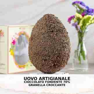 Uovo di Pasqua Artigianale al Cioccolato Fondente 70% con Crema Fondente 200g